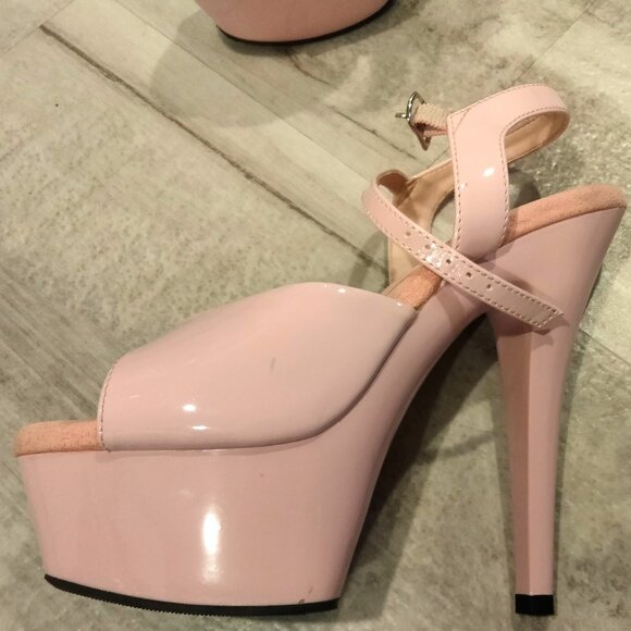 Baby Pink Pleaser Adore-709 Platform Stilettos - Picture 2 of 7
